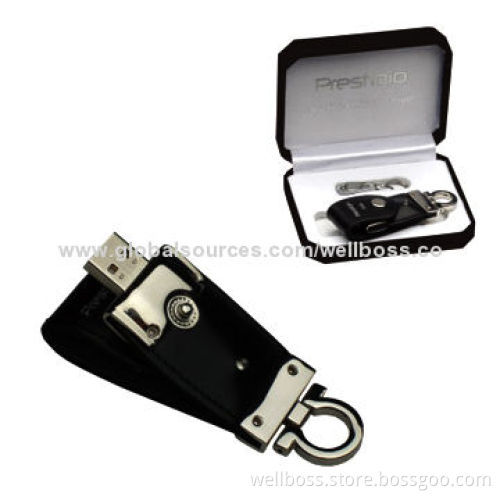 Customized Leather Flash Disk, 1 to 2GB USB Full Real Capacity, Good for Business Gift